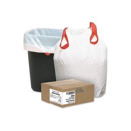 Berry Plastics Bags, Trash, Drwstrng, 13Gal WBI1DK200